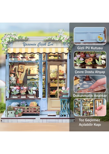 Yasemin Çiçek Evi Kendin Yap Mini Book Nook Hobi Set Kiti | Ahşap Minyatür Kitap Köşesi Maketi indirimleri