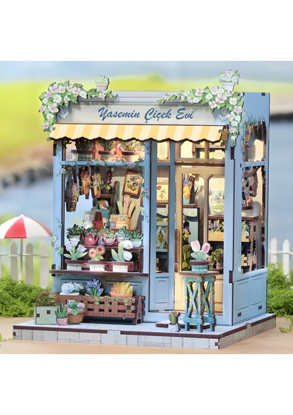 Yasemin Çiçek Evi Kendin Yap Mini Book Nook Hobi Set Kiti | Ahşap Minyatür Kitap Köşesi Maketi