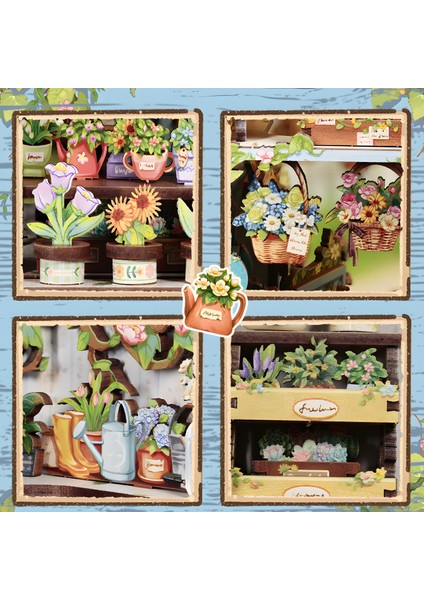 Yasemin Çiçek Evi Kendin Yap Mini Book Nook Hobi Set Kiti | Ahşap Minyatür Kitap Köşesi Maketi