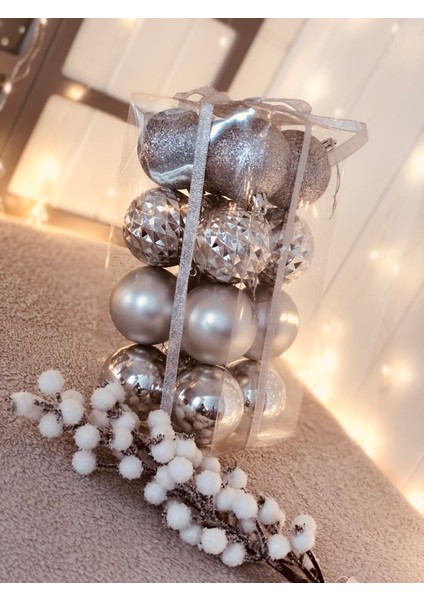 Yılbaşı Çam Ağacı Süsü Gümüş Silver Top Süs 6 cm 16LI Paket fiyatları
