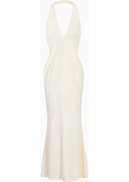 Plunging V Neck Halter Gown Derin V Yaka Halter Boyunlu Maxi Kadın Elbise fiyatları