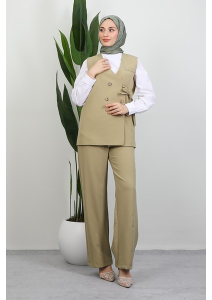 Bağlamalı Yelek Takım Soft Yeşil