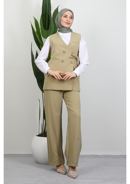 Bağlamalı Yelek Takım Soft Yeşil fiyatları