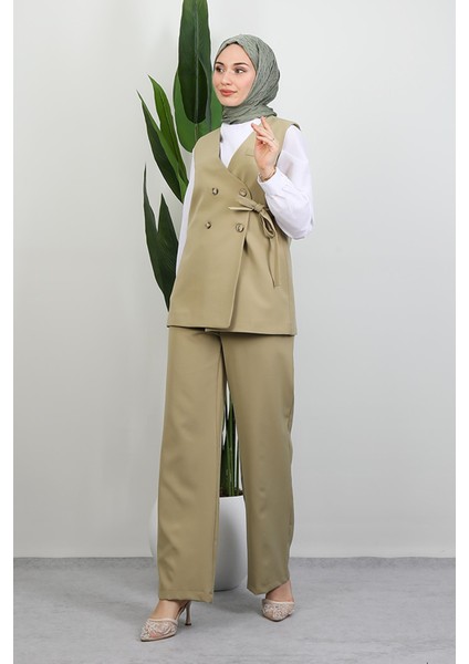 Bağlamalı Yelek Takım Soft Yeşil modelleri