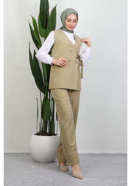 Bağlamalı Yelek Takım Soft Yeşil fırsatları