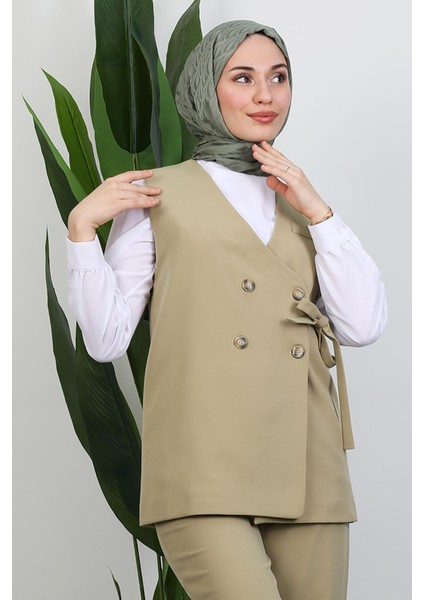 Bağlamalı Yelek Takım Soft Yeşil indirimleri