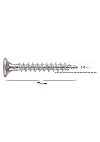 50 Adet 5X70 Sunta Vidası / 5mm x 70MM Vida
