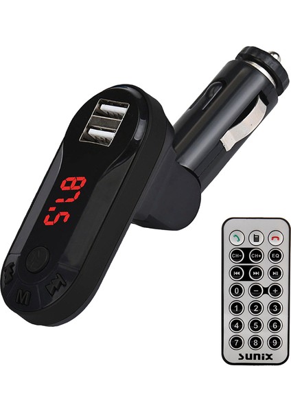 Araç Çakmaklık Fm Bluetooth Transmitter Modülatörü Kumandalı