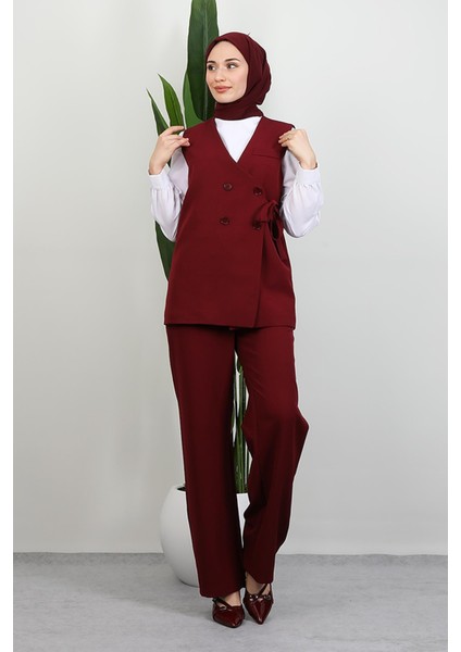 Bağlamalı Yelek Takım Bordo fiyatları