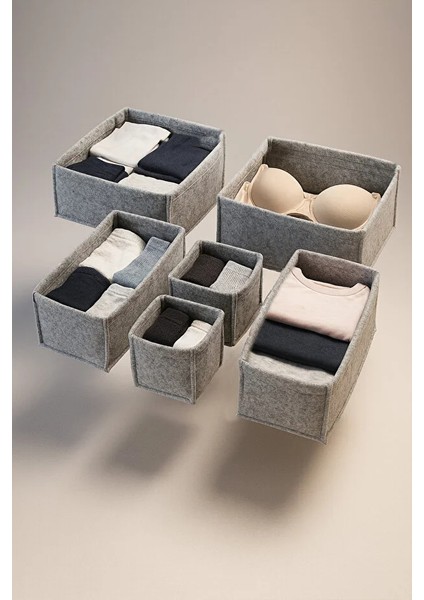 Keçe Çekmece ve Dolap Düzenleyici Organizer Seti 6 Parça – Gri Çok Amaçlı Düzenleyici Kutular modelleri