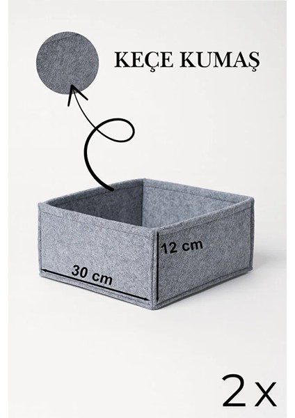 Keçe Çekmece ve Dolap Düzenleyici Organizer Seti 6 Parça – Gri Çok Amaçlı Düzenleyici Kutular