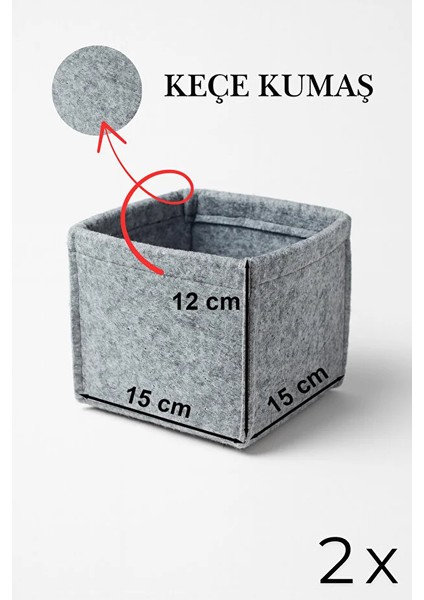 Keçe Çekmece ve Dolap Düzenleyici Organizer Seti 6 Parça – Gri Çok Amaçlı Düzenleyici Kutular