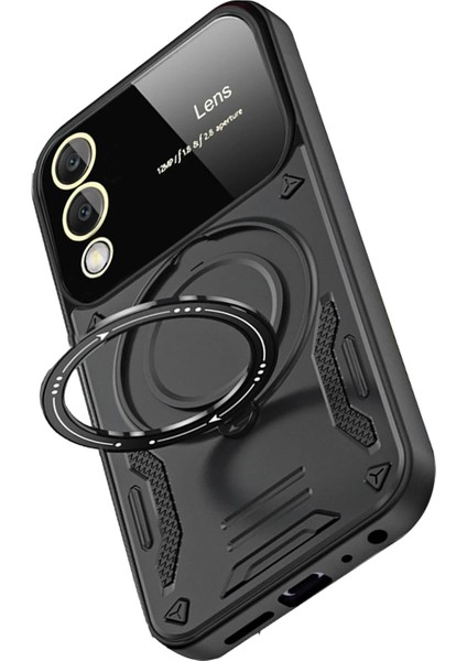 Samsung Galaxy S25 Edge Için Kılıf Kamera Lens Koruyuculu Magsafe Destekli 360 Dönen Halka Standlı Kapak fırsatları