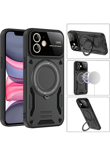 Samsung Galaxy A06 Uyumlu Kılıf Kamera Lens Koruyuculu Magsafe Destekli 360 Dönen Halka Standlı Kapak indirimleri