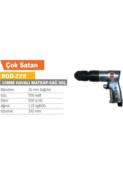Rodac Matkap 10MM.ELLE Sıkma Havalı Matlkap fiyatları