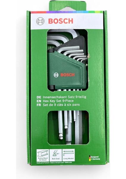 Top Başlı Uzun Alyan Anahtar Takımı Bosch 9 Parça - 1600A02BX9