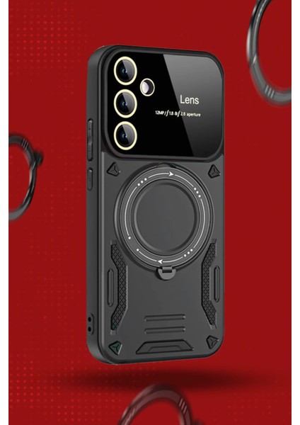 Samsung Galaxy S24 Fe Için Kılıf Kamera Lens Koruyuculu Magsafe Destekli 360 Dönen Halka Standlı Kapak fırsatları