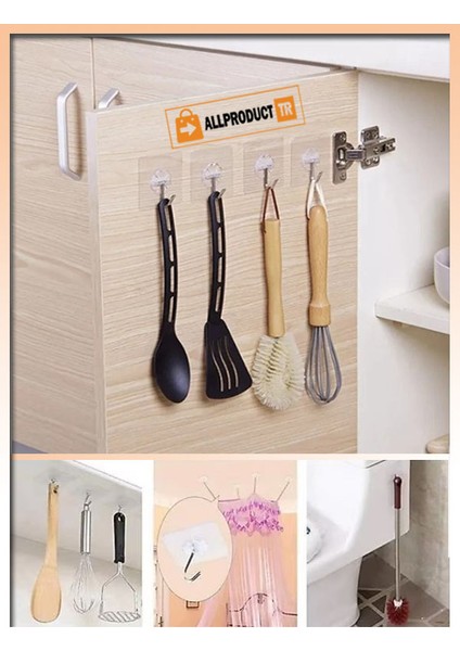 2'li Güçlü Şeffaf Duvar Askısı – Yapışkanlı Vantuz Kanca Iz Bırakmaz, Suya Dayanıklı Askılık – Mutfak, Banyo, Ofis Kullanımı Için