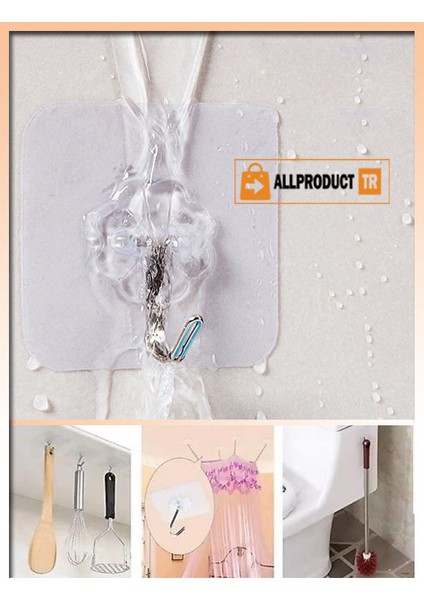 2'li Güçlü Şeffaf Duvar Askısı – Yapışkanlı Vantuz Kanca Iz Bırakmaz, Suya Dayanıklı Askılık – Mutfak, Banyo, Ofis Kullanımı Için