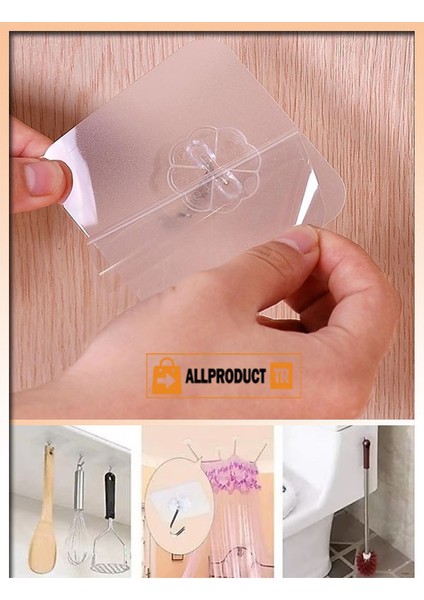 2'li Güçlü Şeffaf Duvar Askısı – Yapışkanlı Vantuz Kanca Iz Bırakmaz, Suya Dayanıklı Askılık – Mutfak, Banyo, Ofis Kullanımı Için