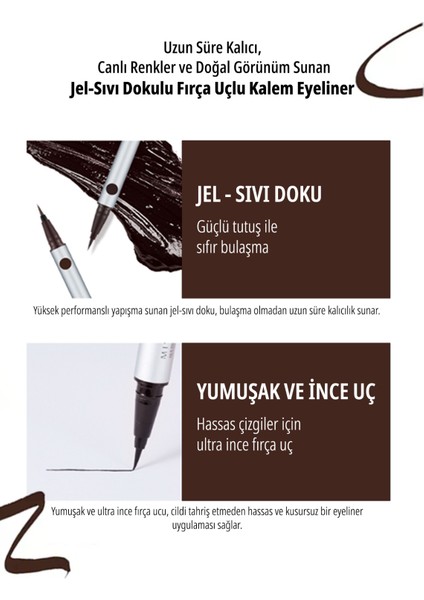 İnce Fırça Uçlu Kalem Eyeliner Natural Fix Brush Pen Liner (Brown) modelleri