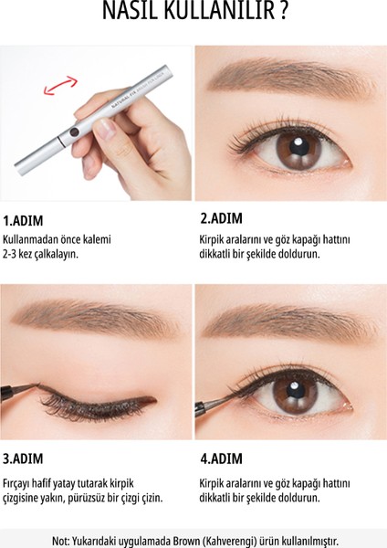 İnce Fırça Uçlu Kalem Eyeliner Natural Fix Brush Pen Liner (Brown) fırsatları