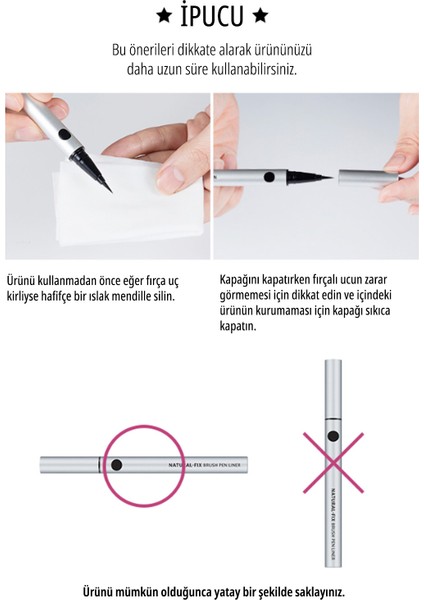 İnce Fırça Uçlu Kalem Eyeliner Natural Fix Brush Pen Liner (Brown) indirimleri