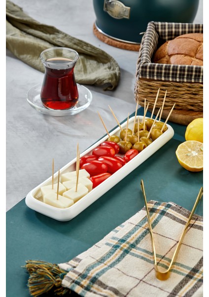3’lü 28X7,5 cm Dikdörtgen Servis Tabağı – Kahvaltılık, Meze ve Atıştırmalık Sunum Seti