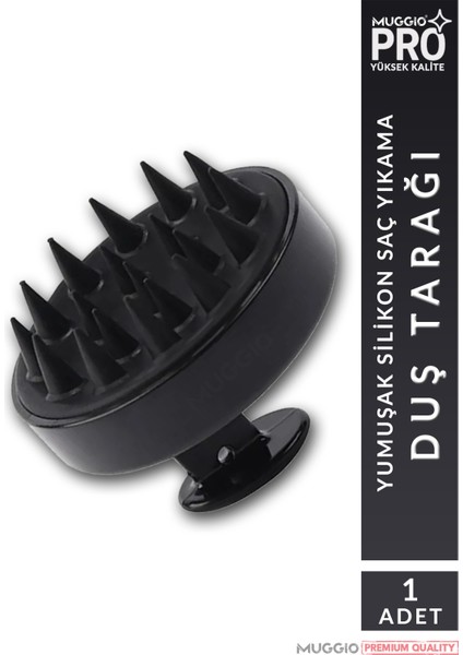 Siyah Yumuşak Silikonlu Saç Bakım Masaj Tarağı Duş Saç Deri Masaj Fırçası