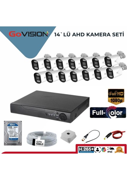 Go Vision 14'lü 2 Mp Ahd Kamera Seti- 3.6mm Full Color Serisi