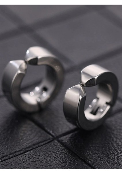3 mm Sıkıştırmalı Unisex Erkek Çelik Küpe Deliksiz Kulaklara mse1