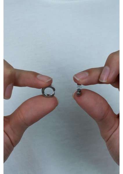3 mm Sıkıştırmalı Unisex Erkek Çelik Küpe Deliksiz Kulaklara mse1