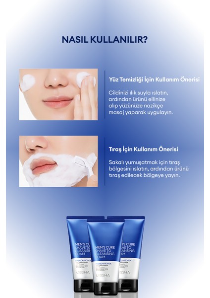 Özel İçerikleriyle Nemlendiren, Temizleyen Tıraş Köpüğü Men's Cure Shave To Cleansing Foam