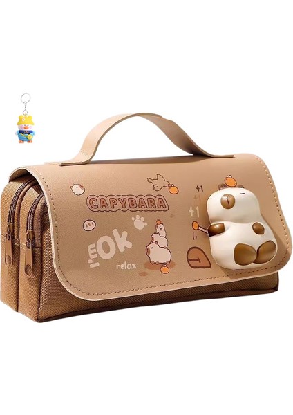 Kapibala Sıkıştırıcıkalem Kutusu Büyük Kapasiteli Yüksek Görünümlükırtasiye Kutusu Sevimliçocuk Erkek ve Kız (Yurt Dışından)