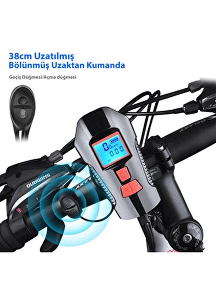 Bisiklet Işık Korna LCD Hız Ölçer Su Geçirmez USB Şarjlı 4 Aydınlatma Modu modelleri