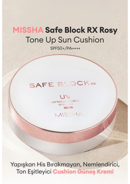 Nemlendirici Ton Eşitleyici Cushion Güneş Kremi Safe Block Rx Rosy Tone Up Sun Cushion SPF50+/PA++++