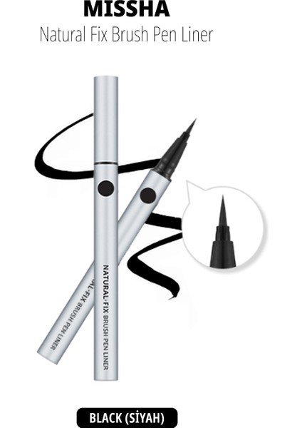 Natural Fix Brush Pen Eyeliner Siyah Renk Hassas Uç ile Kolay Uygulama fiyatları