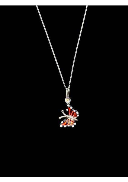 Zirkon Taşlı; Kelebek Model, Zarif 925 Ayar Gümüş Kolye modelleri