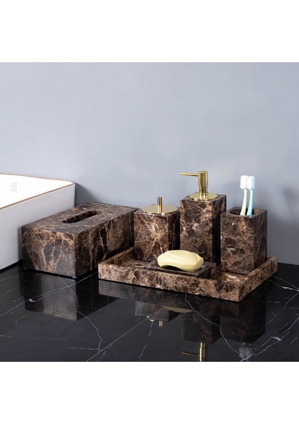 Santkuee Mermer Avrupa Tarzı Işık Lüks Banyo Malzemeleri Banyo Losyon Şişesi Yıkama Seti Iskandinav Ev B (Yurt Dışından) modelleri