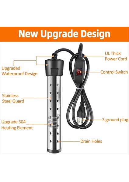 Daldırma Su Isıtıcısı, Anahtar Kontrollü 1500W Havuz Isıtıcısı, Akıllı Sıcaklık Kontrollü Küvet Isıtıcısı Abd Prizi (Yurt Dışından) modelleri