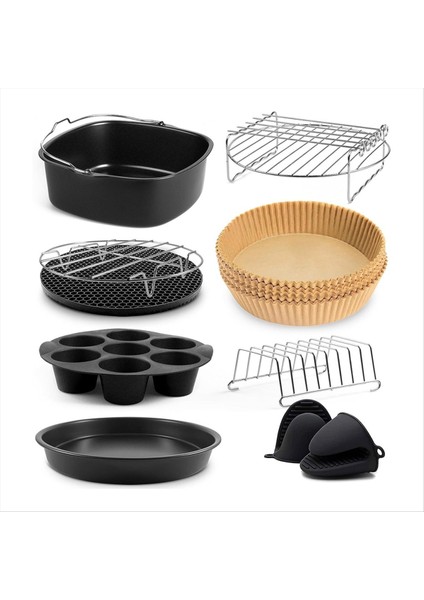 Kare Hava Fritözü Aksesuarları 9 Inç, Cosori Ninja Phillips Tower Instant Pot Tefal Vb. 5.6-8.3l Derin Sepetli Hava Fritözü (Yurt Dışından)