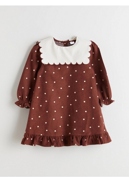 Lcw Kids Kırmızı Yaka Detaylı Puantiyeli Kız Çocuk Elbise
