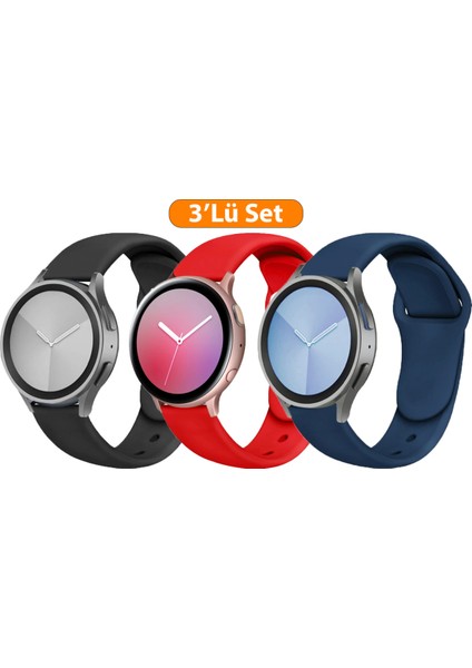 Samsung Galaxy Watch 7 Fe 4 5 Pro 6 Seri 40 42 43 44 45 46 47 mm Uyumlu 3'lü Set Silikon Kordon Seti