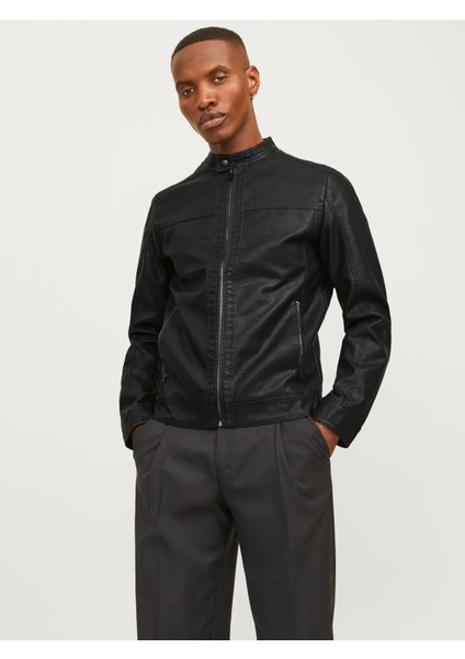 Jack&jones 12182461 Erkek Deri Mont - Siyah