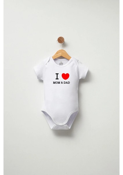 Pamuklu Bebek Zıbın - I Love Mom & Dad- Bebek Zıbın Badi