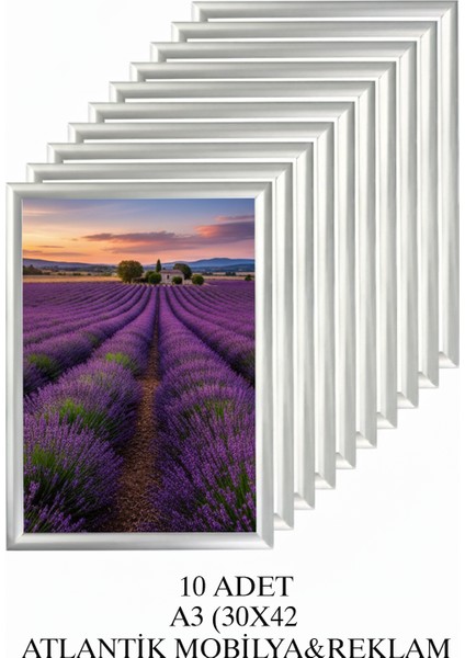 A3 (30X42) Gri Alüminyum Çerçeve Açılır Kapanır Gönye Köşe 25MM 10 Adet