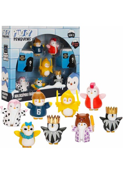 8'li Figür Seti S2 - Kral Taçlı Penguenli Set
