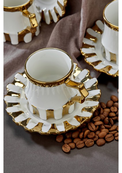 6’lı 90 ml Altın Detaylı Porselen Kahve Fincan Takımı – Şık ve Hediyelik fiyatları