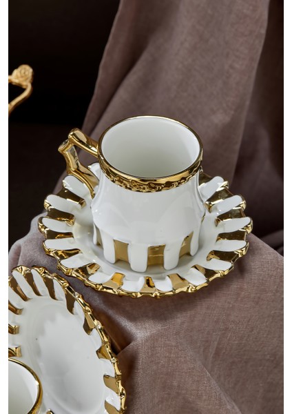 6’lı 90 ml Altın Detaylı Porselen Kahve Fincan Takımı – Şık ve Hediyelik modelleri