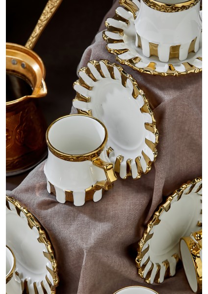 6’lı 90 ml Altın Detaylı Porselen Kahve Fincan Takımı – Şık ve Hediyelik indirimleri